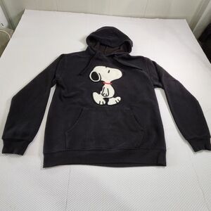 Peanut Crochet Snoopy Black Hoodie Size Medium Regular Size Pullover